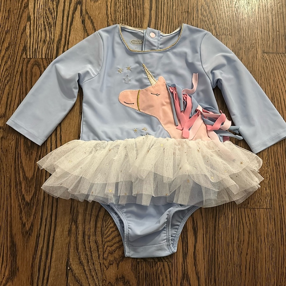 Mud Pie Unicorn Tutu Rashguard Swimsuit